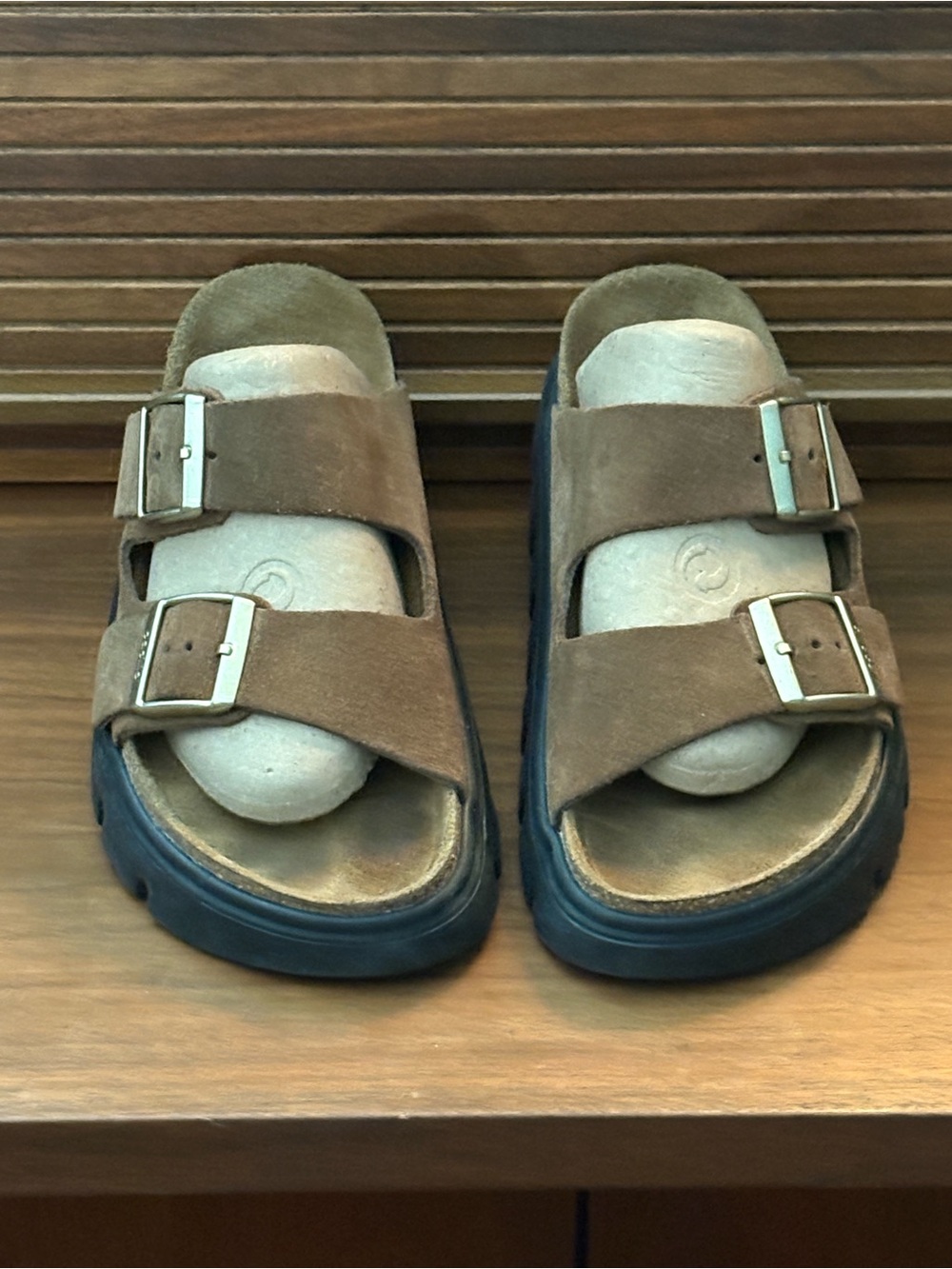 Birkenstock Papillon Brown Suede Slide Sandals Size 38 - Picture 3 of 7